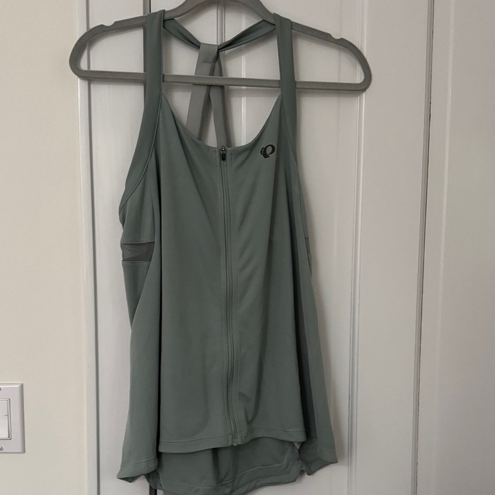 Pearl Izumi Sage Green Front-Zip Bicycling Racerback Tank